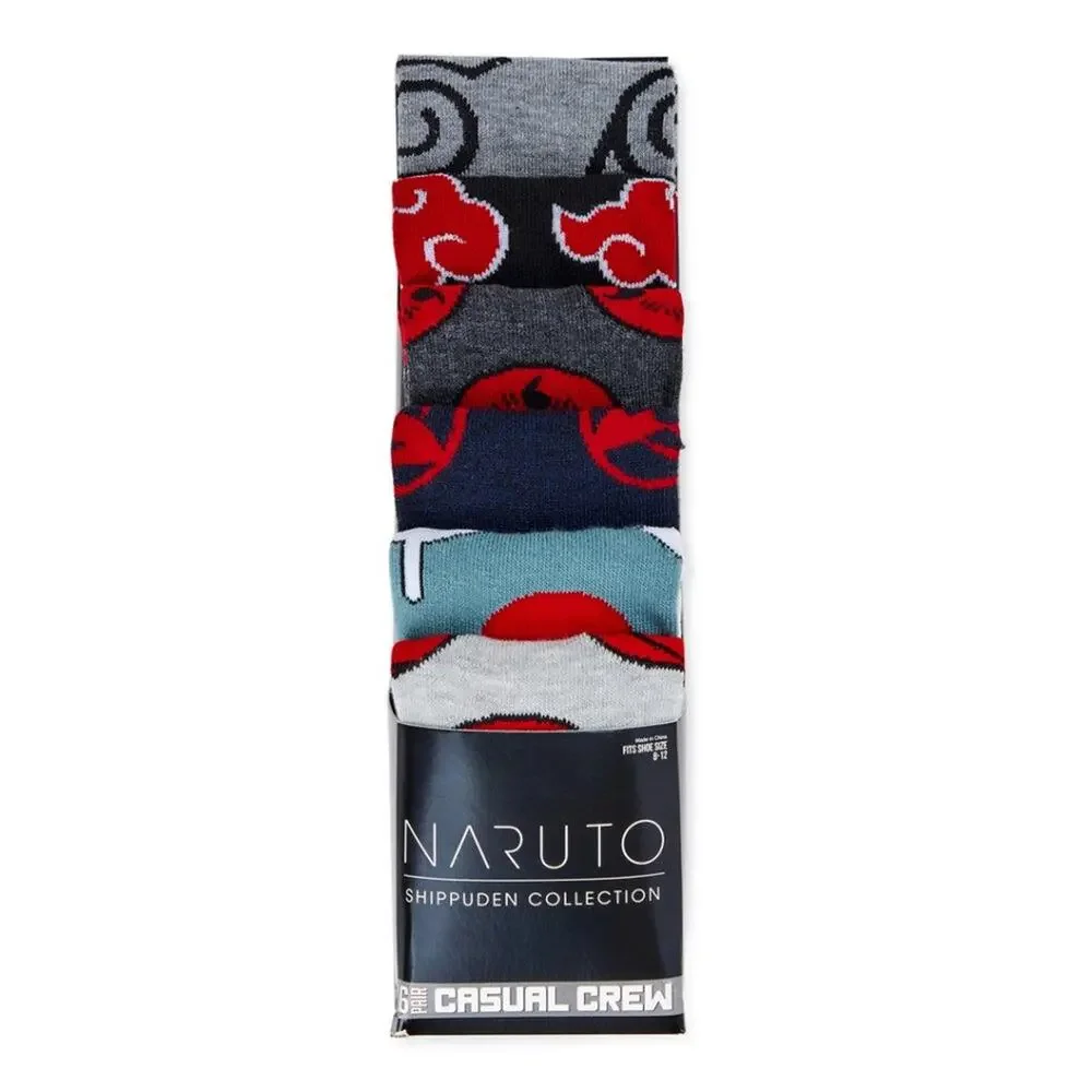Naruto Shippuden Casual Crew Socks-6 Pairs